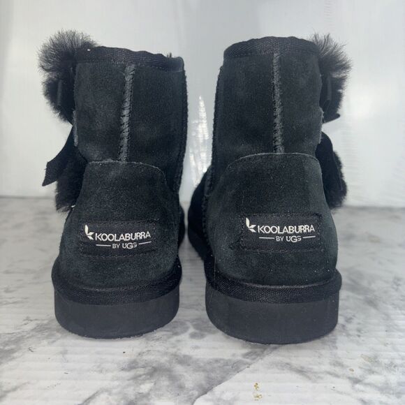 Koolaburra  by Ugg Black Victoria Mini Leather Bootie Boots Moccasin Size 7 - Picture 7 of 15